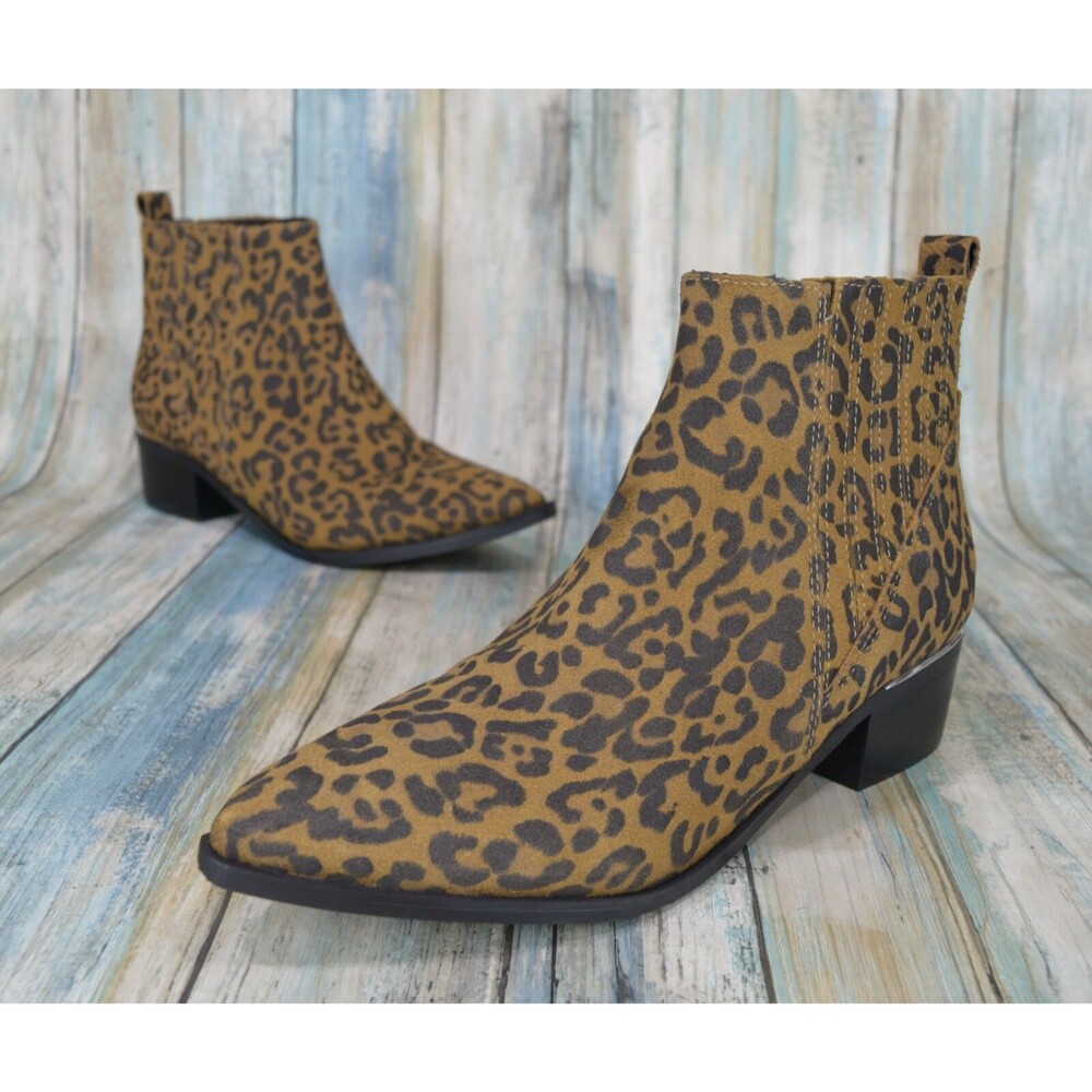 Marc Fisher Missir Yale Leopard Chelsea Boots Size 7 Brown Block Heel Booties